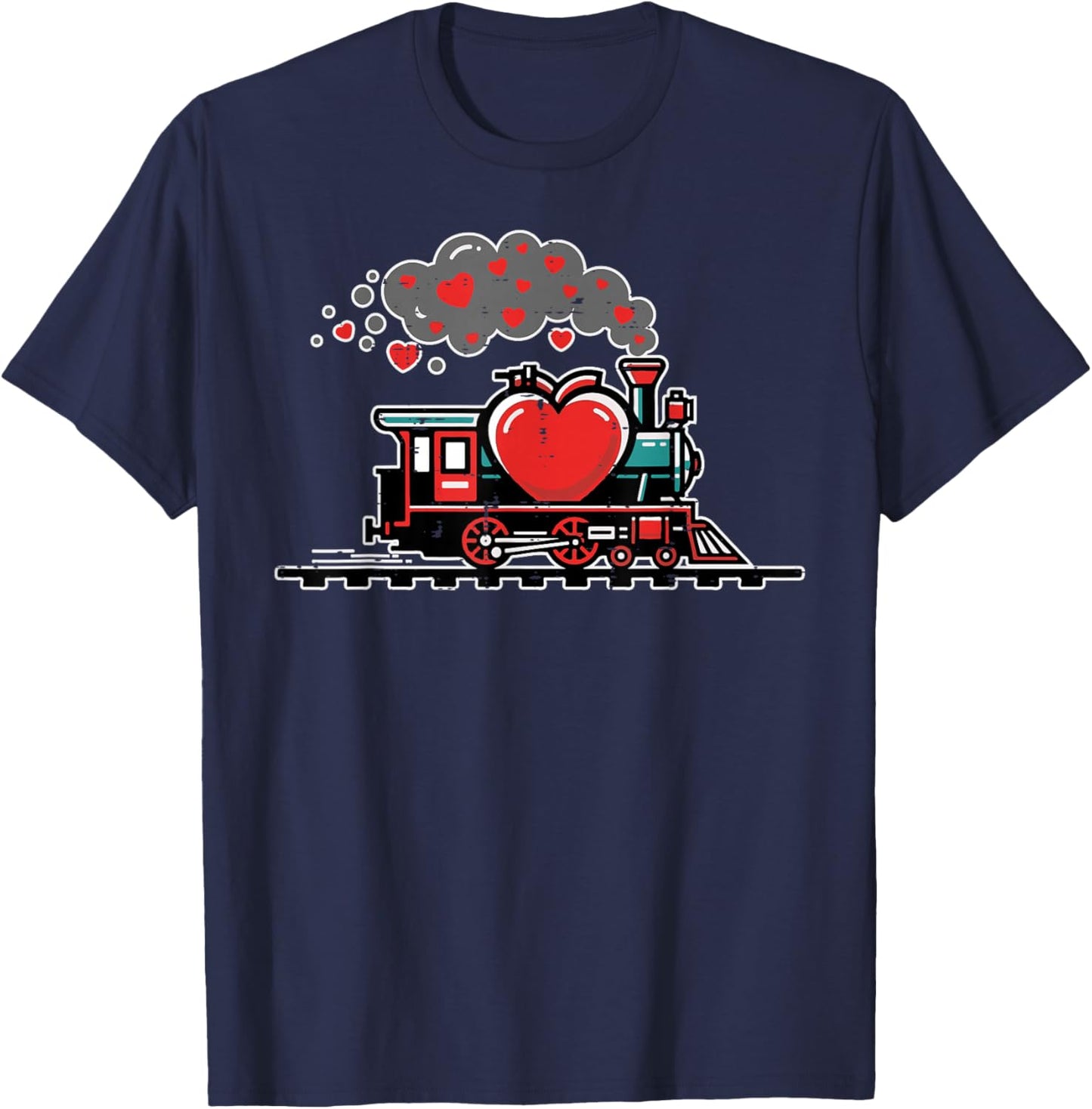 Valentines Day Train Hearts Love Choo Choo Boys Kids Youth T-Shirt - T-Shirt | Navy