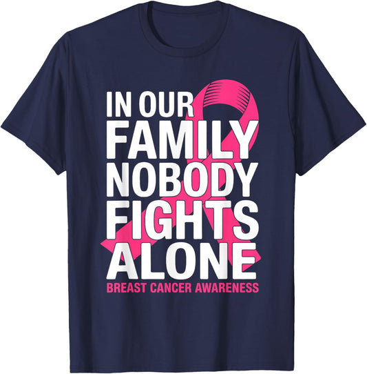 Breast Cancer Support Pink Ribbon Breast Cancer Awareness T-Shirt - T-Shirt | Navy