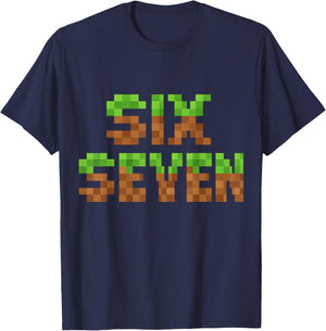 Funny Six Seven 6 7 Meme Gen Alpha Slang Game Pixel 67 Boys T-Shirt - T-Shirt | Navy
