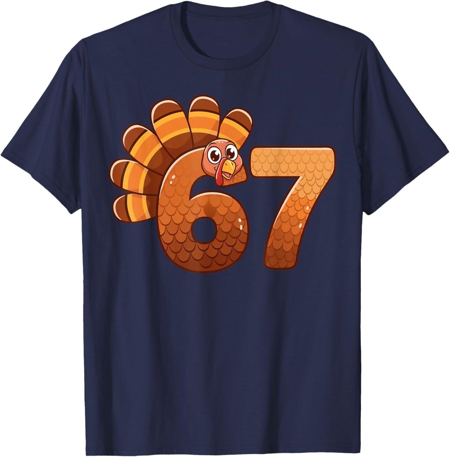 Kids Meme Six Seven Turkey 6-7 67 Thanksgiving T-Shirt - T-Shirt | Navy