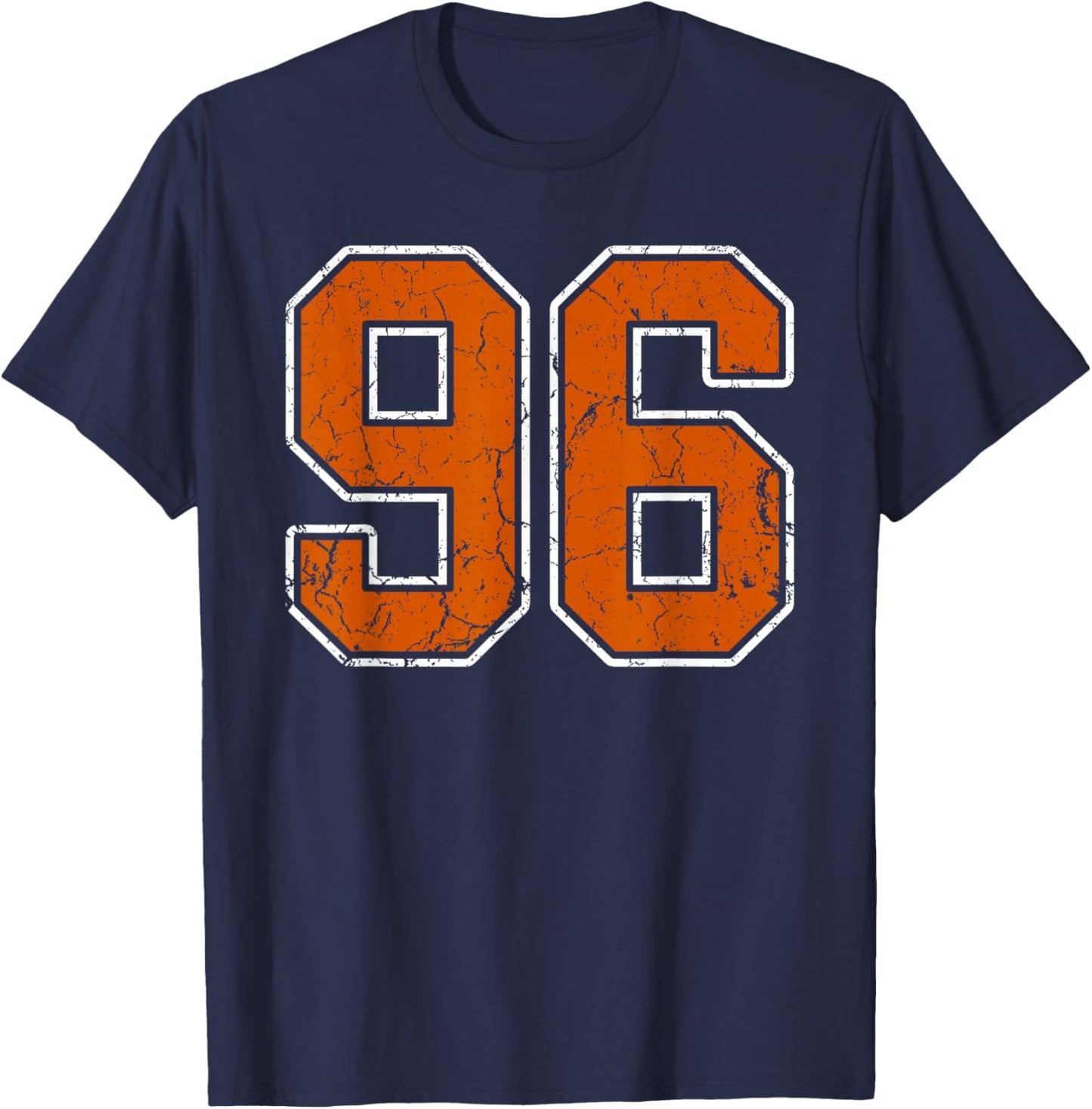 Grunge Burnt Orange and White #96 Sports Jersey Number 96 T-Shirt - T-Shirt | Navy