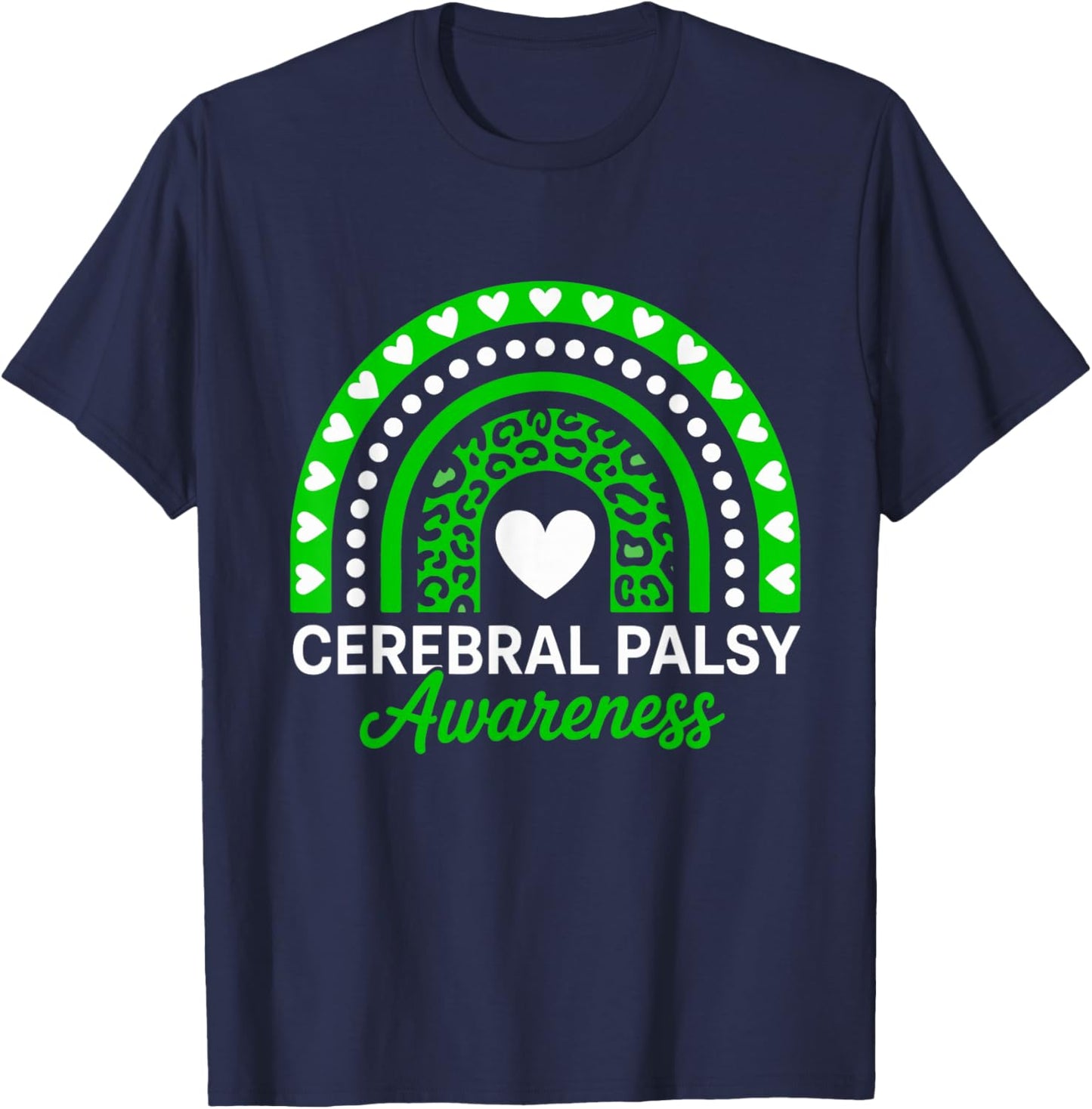 Cerebral Palsy CP Awareness Rainbow Leopard T-Shirt - T-Shirt | Navy