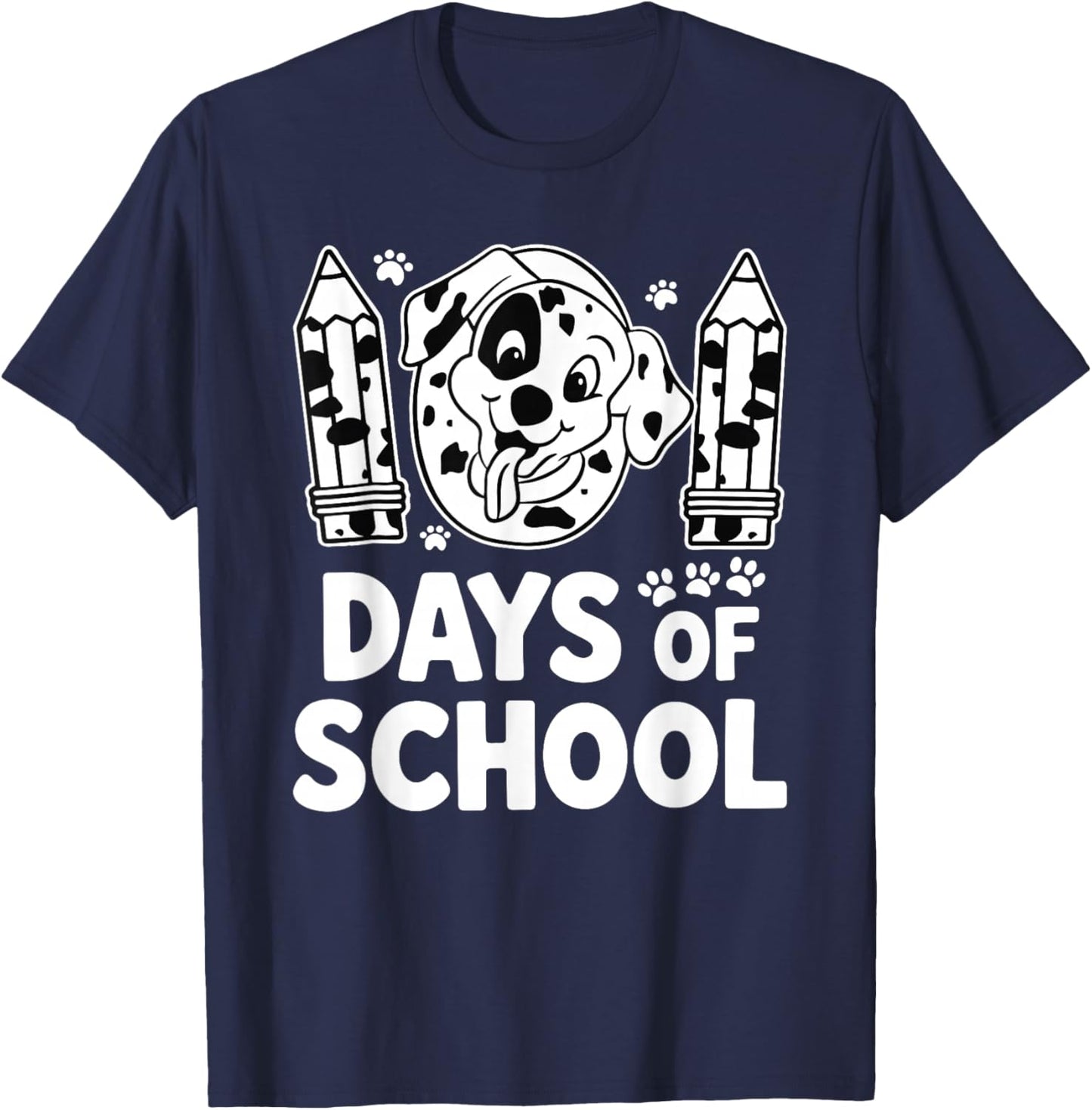 100 Days of School Dalmatian Dog Boy Kid 100th Day of School T-Shirt - T-Shirt | Navy