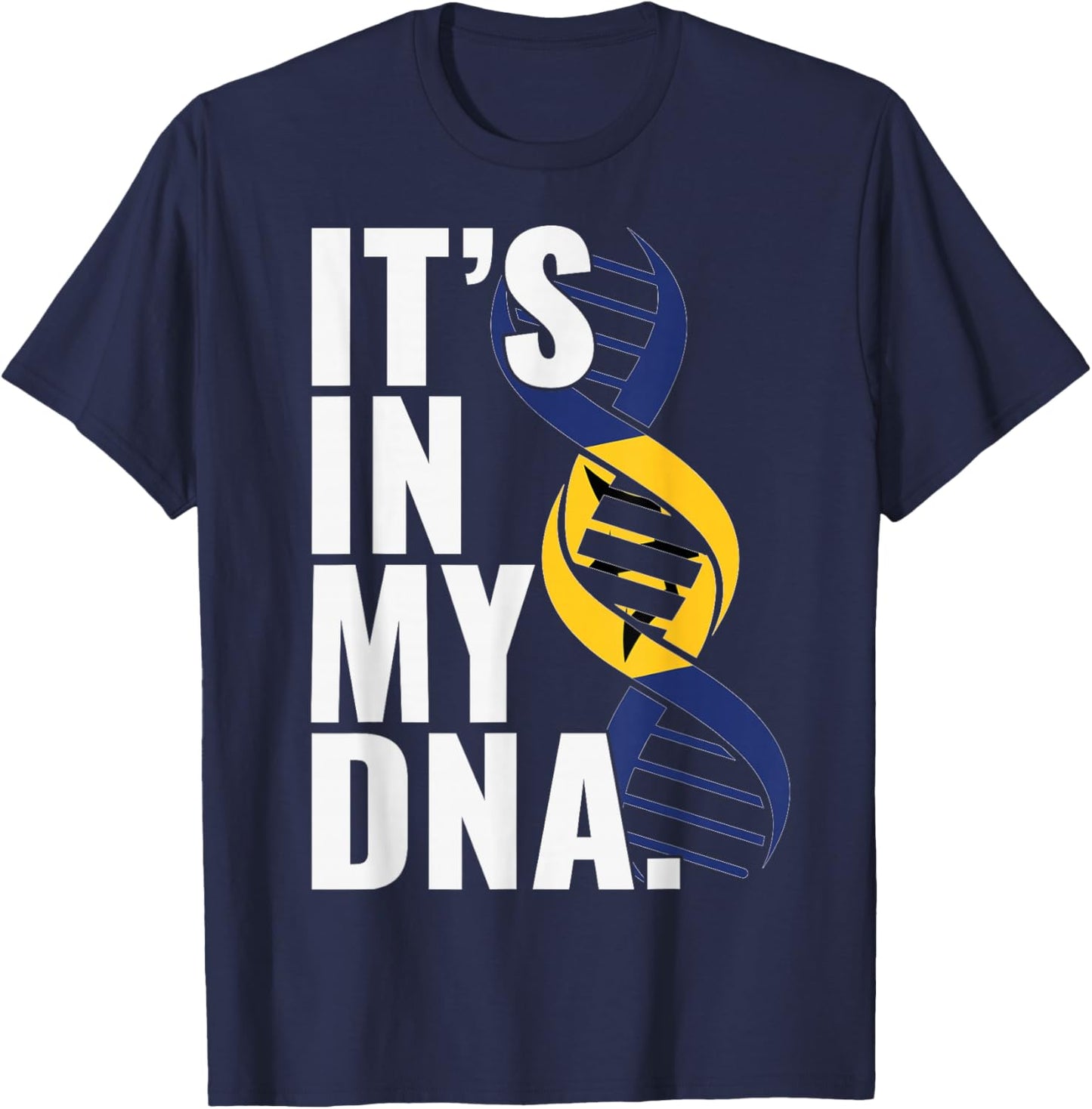 Barbados Roots Flag Fingerprint Graphic Patriotic T-Shirt - T-Shirt | Navy