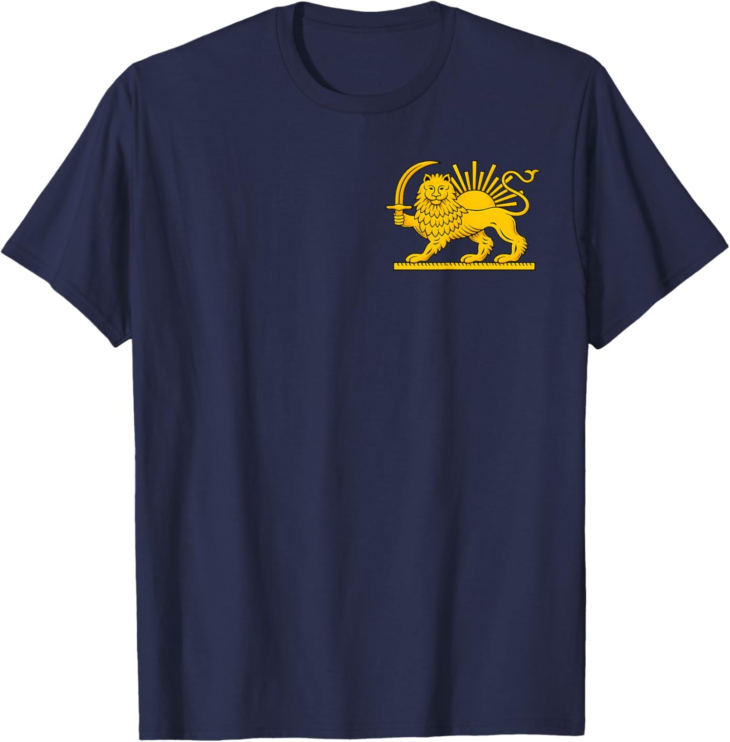 Iran Flag Lion Sun Persian Pride Retro Iran Shir o Khorshid T-Shirt - T-Shirt | Navy