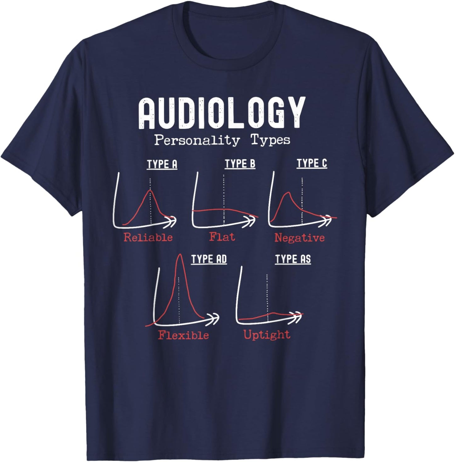 Audiology Personality Types ENT Hearing Aids Dr Audiologist T-Shirt - T-Shirt | Navy