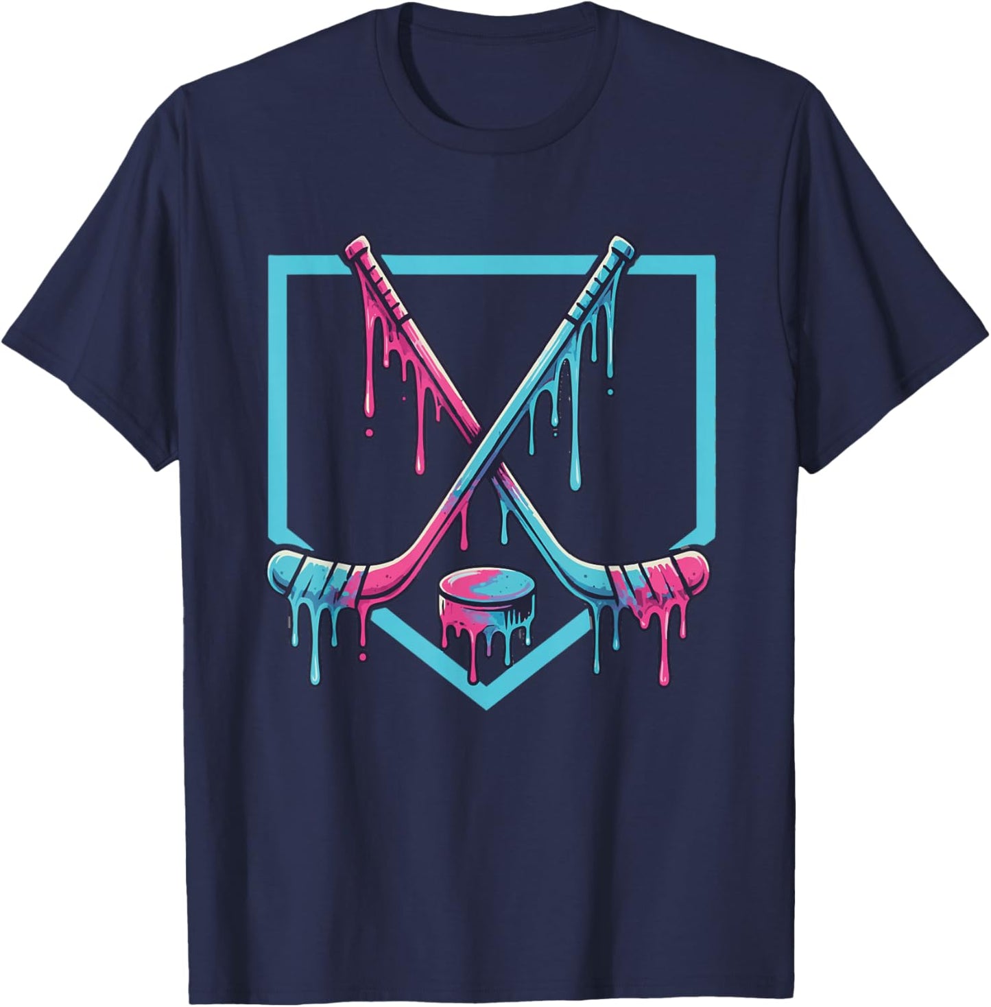 Funny Drip Ice Hockey for Boys Girls Kids T-Shirt - T-Shirt | Navy