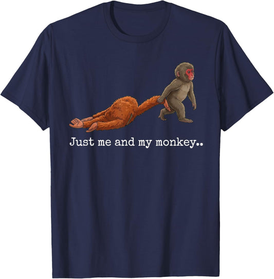 Just me and My Monkey.. Funny Viral Video Retro Punch Monkey T-Shirt - T-Shirt | Navy