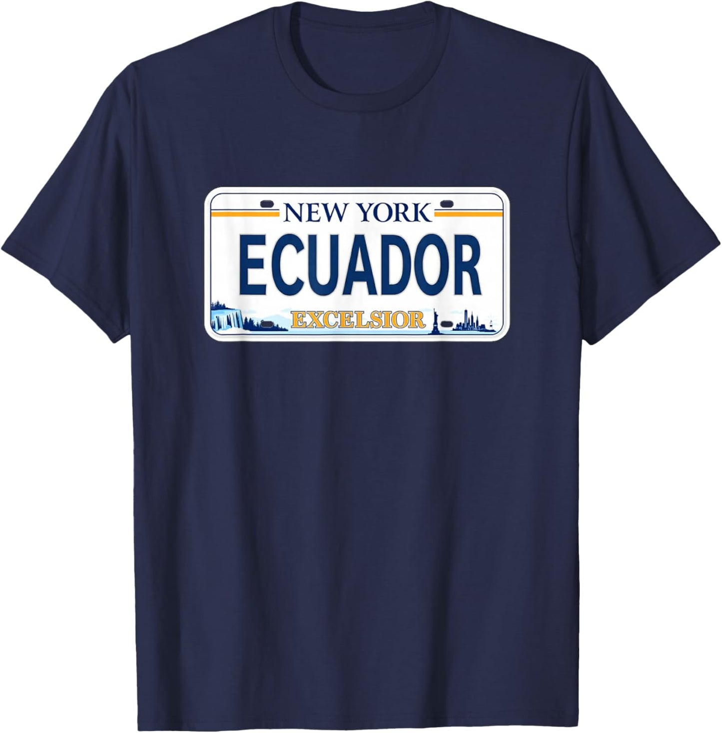 Ecuador New York Plate Style Design, Ecuadorian T-Shirt - T-Shirt | Navy