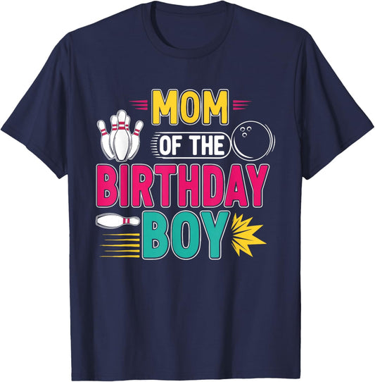 Mom of The Birthday Mother's Day boy Birthday Bowling mom T-Shirt - T-Shirt | Navy