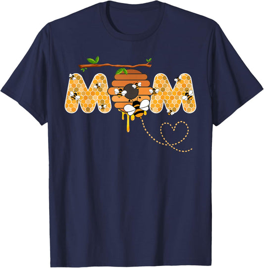 Mom Bee 1st Birthday Beekeeping Matching Family T-Shirt - T-Shirt | Navy