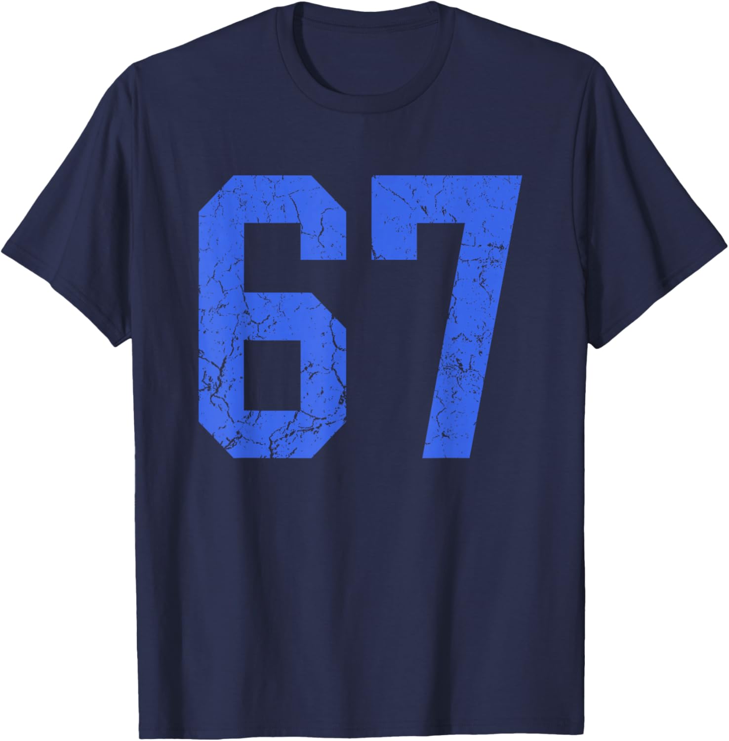 Distressed Royal Blue Number 67 Jersey Player Uniform #67 T-Shirt - T-Shirt | Navy