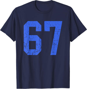 Distressed Royal Blue Number 67 Jersey Player Uniform #67 T-Shirt - T-Shirt | Navy