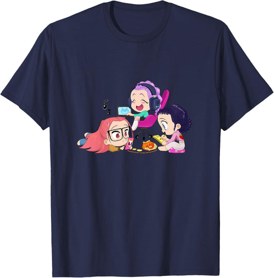 Kpop Demon Hunters Halloween Chibi Huntrix Chillin' at Home T-Shirt - T-Shirt | Navy