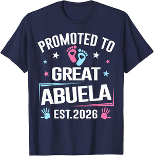 Promoted to Great Abuela Est 2026 Pregnancy Announcement T-Shirt - T-Shirt | Navy