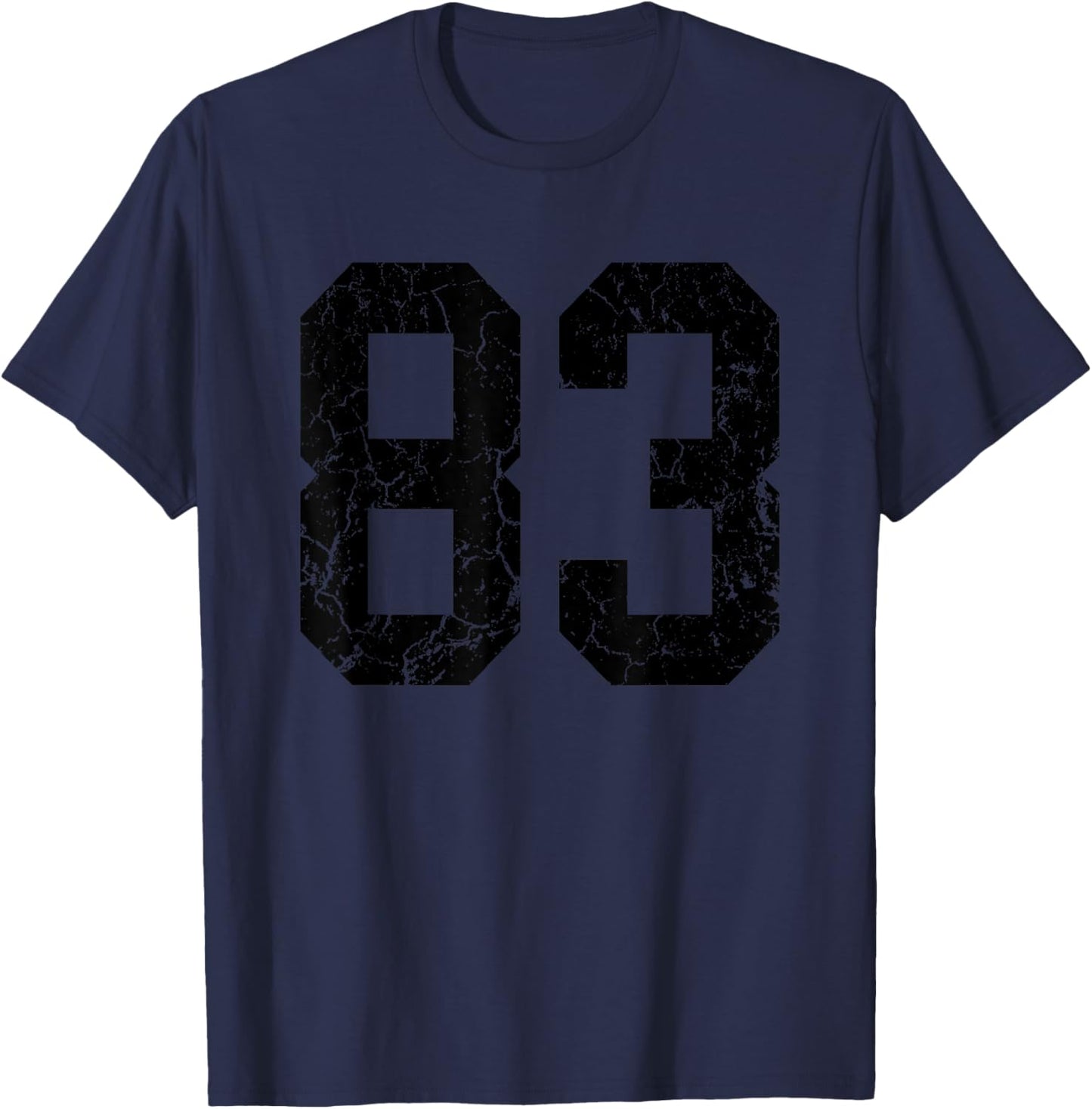 Distressed Black Number 83 Jersey Player Uniform #83 Fan T-Shirt - T-Shirt | Navy