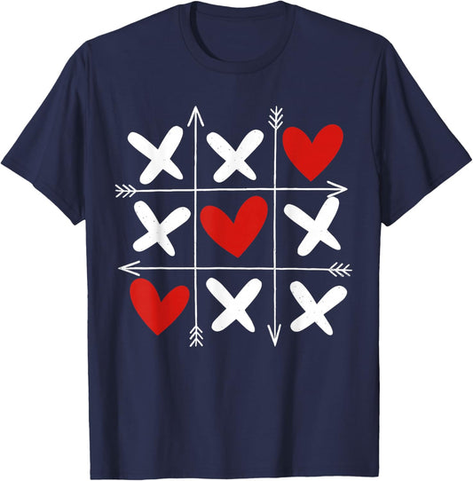 Hearts XOXO Valentines Day Heart Men Women Kids T-Shirt - T-Shirt | Navy