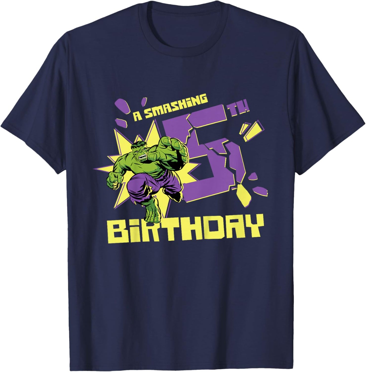Marvel Super Heroes Hulk A Smashing 5th Birthday Party T-Shirt - T-Shirt | Navy