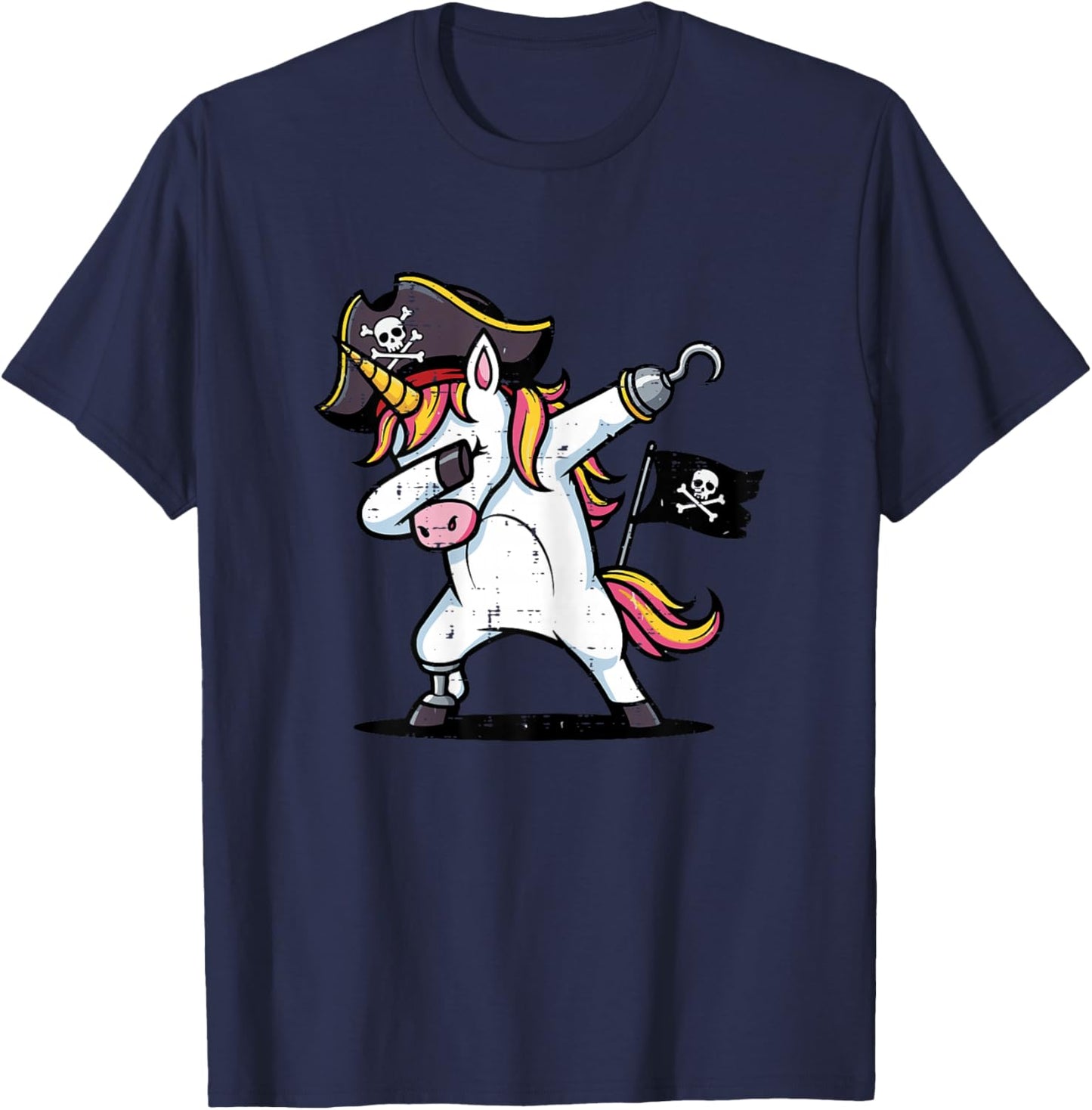 Dabbing Pirate Unicorn Dab Dance Costume Girls Kids Toddler T-Shirt - T-Shirt | Navy