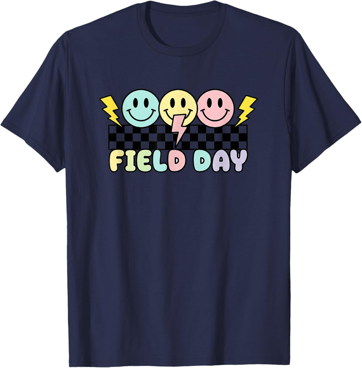 Emoticons & Field Day Pastel Faces Lightning T-Shirt - T-Shirt | Navy