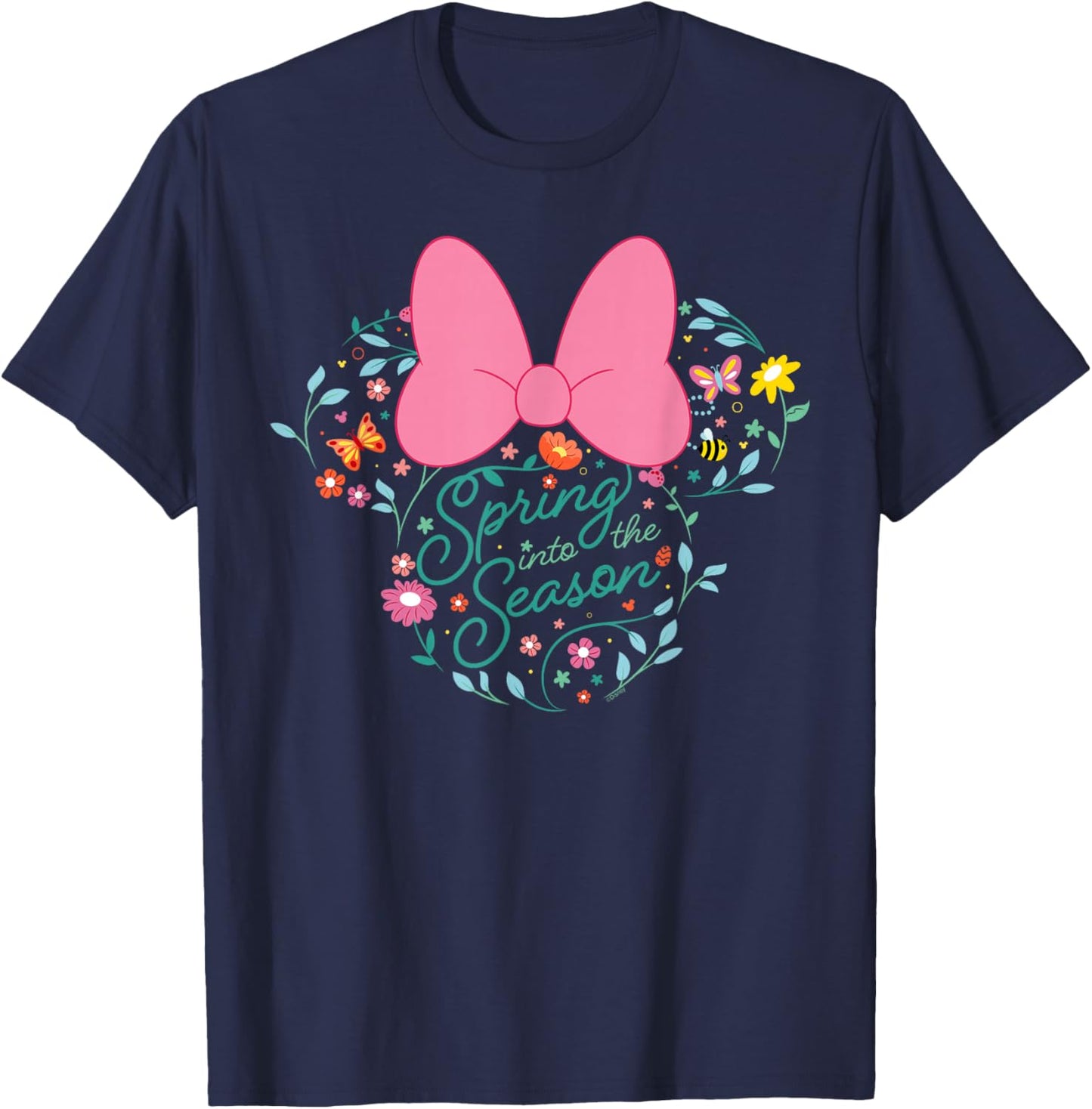 Disney Minnie Mouse Spring Into The Season Flower Icon T-Shirt - T-Shirt | Navy
