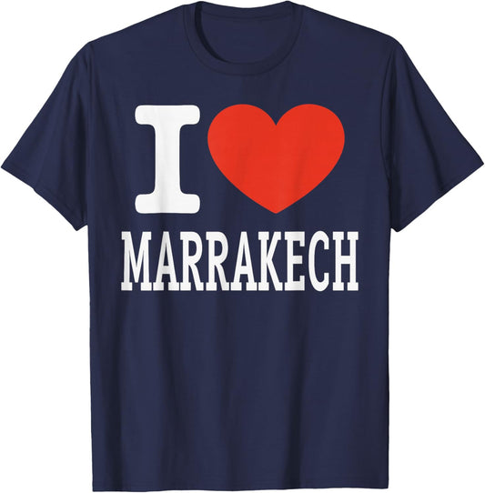 I Love Marrakech City Heart Graphic Souvenir Travel T-Shirt - T-Shirt | Navy