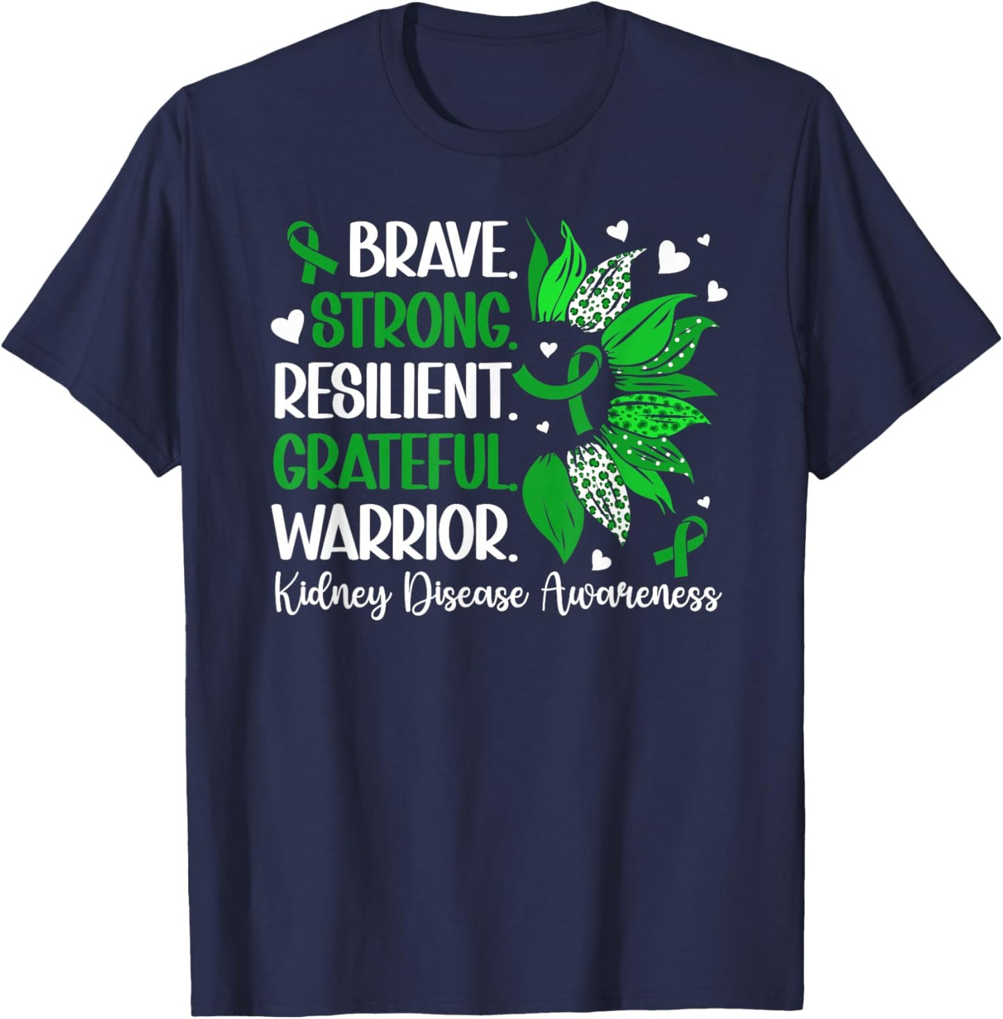 Brave Kidney Disease Warrior Kidney Disease Awareness Month T-Shirt - T-Shirt | Navy