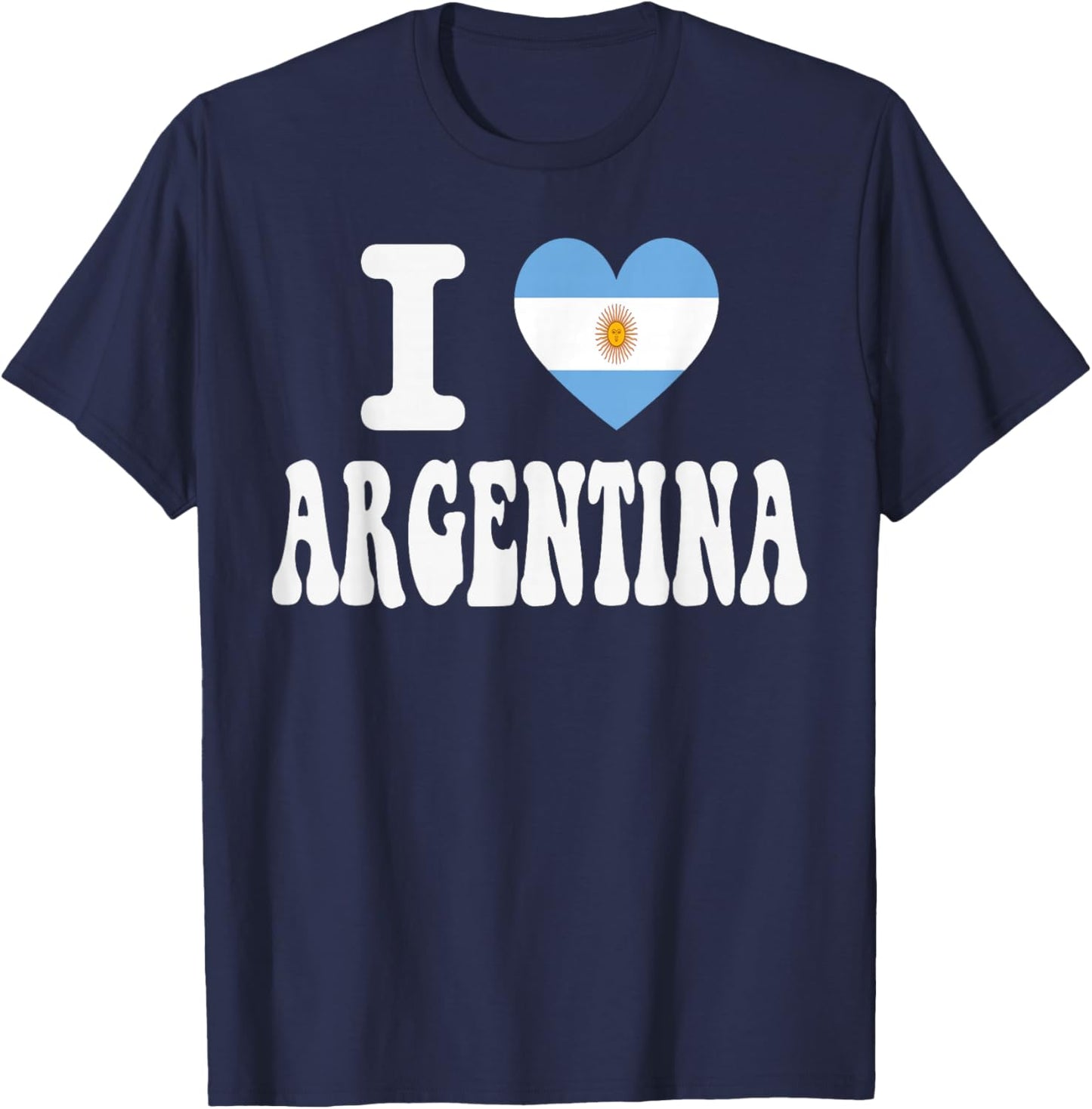 I Love Argentina Heart Flag Retro Travel Souvenir T-Shirt - T-Shirt | Navy