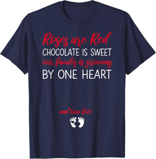 Pregnant Mom Valentine's Day Pregnancy Announcement T-Shirt - T-Shirt | Navy