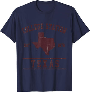 College Station Texas Established 1876 Vintage T-Shirt - T-Shirt | Navy