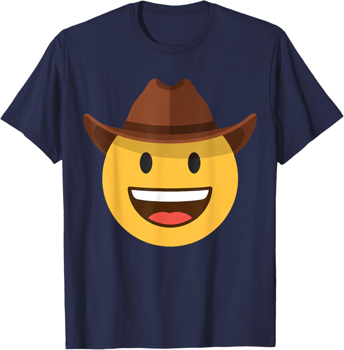 Funny Emoticon Cowboy Howdy Hat Happy Face T-Shirt - T-Shirt | Navy