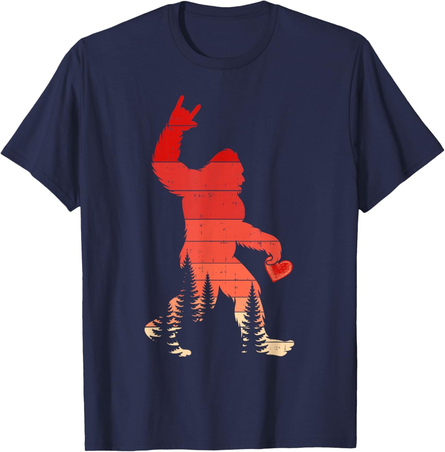 Funny Sasquatch Hearts Love Valentines Day Women T-Shirt - T-Shirt | Navy