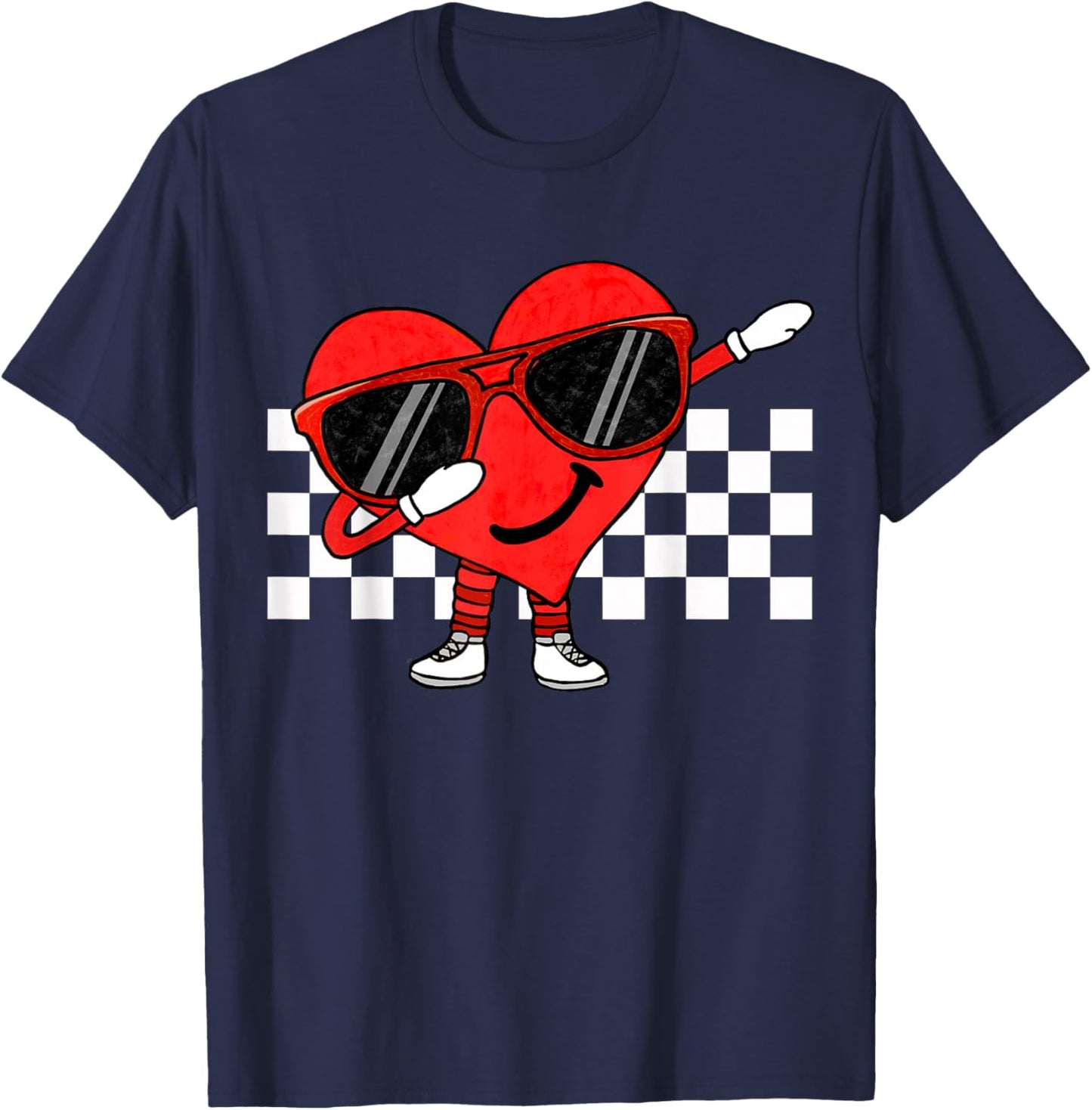 Funny Dabbing Retro Valentines Heart Dab Boys Kids Teens T-Shirt - T-Shirt | Navy