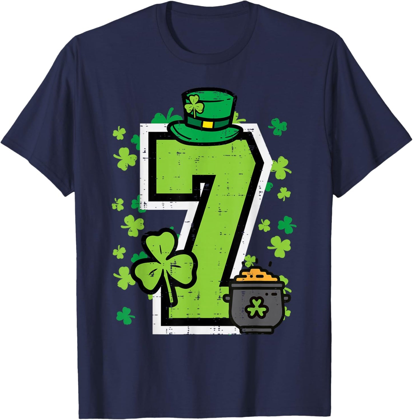 Number 7 St Patricks Day 6 7 Meme Matching Kids Boys Youth T-Shirt - T-Shirt | Navy