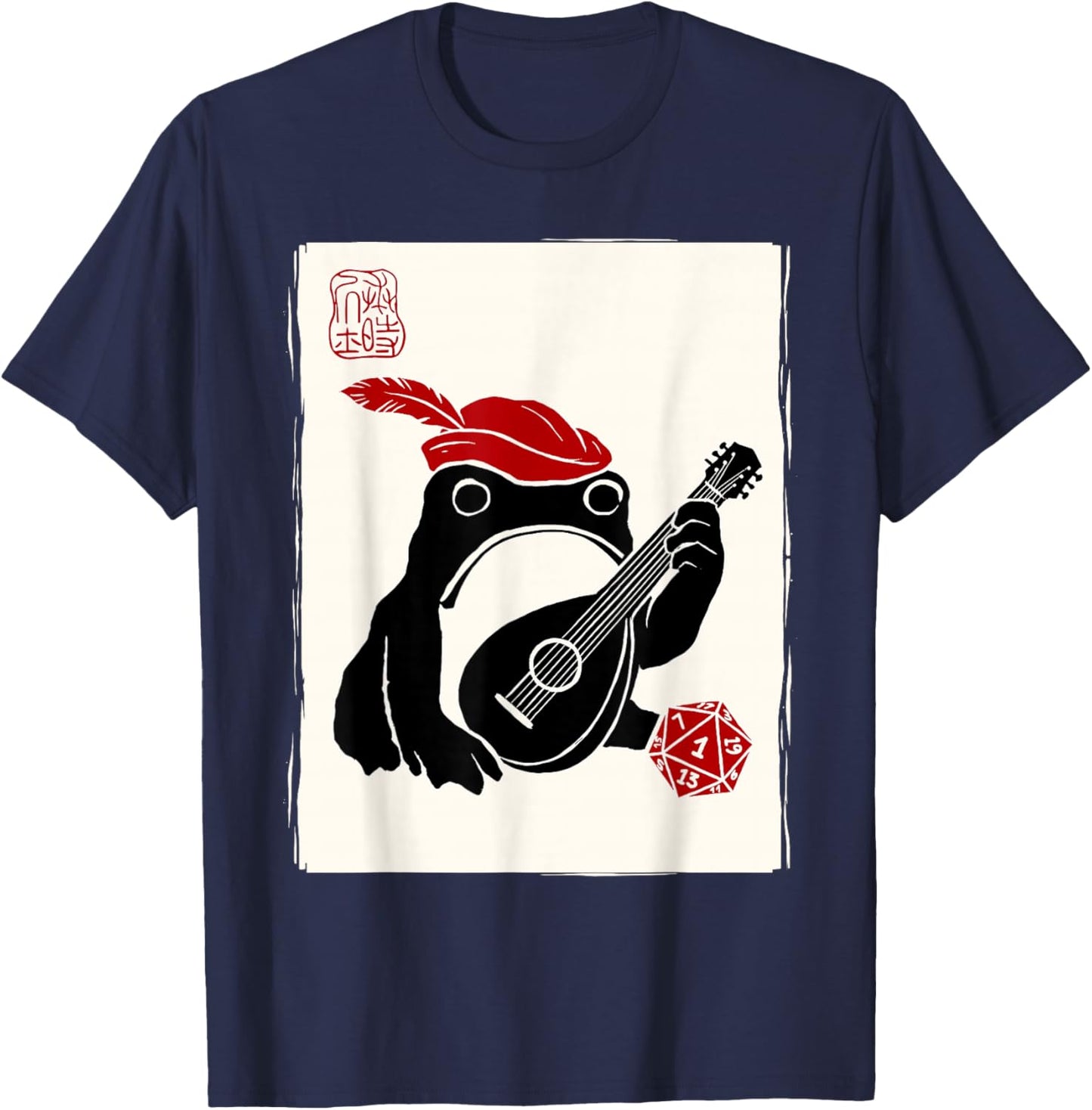 Grumpy Japanese Frog Bard Funny Board Games T-Shirt - T-Shirt | Navy