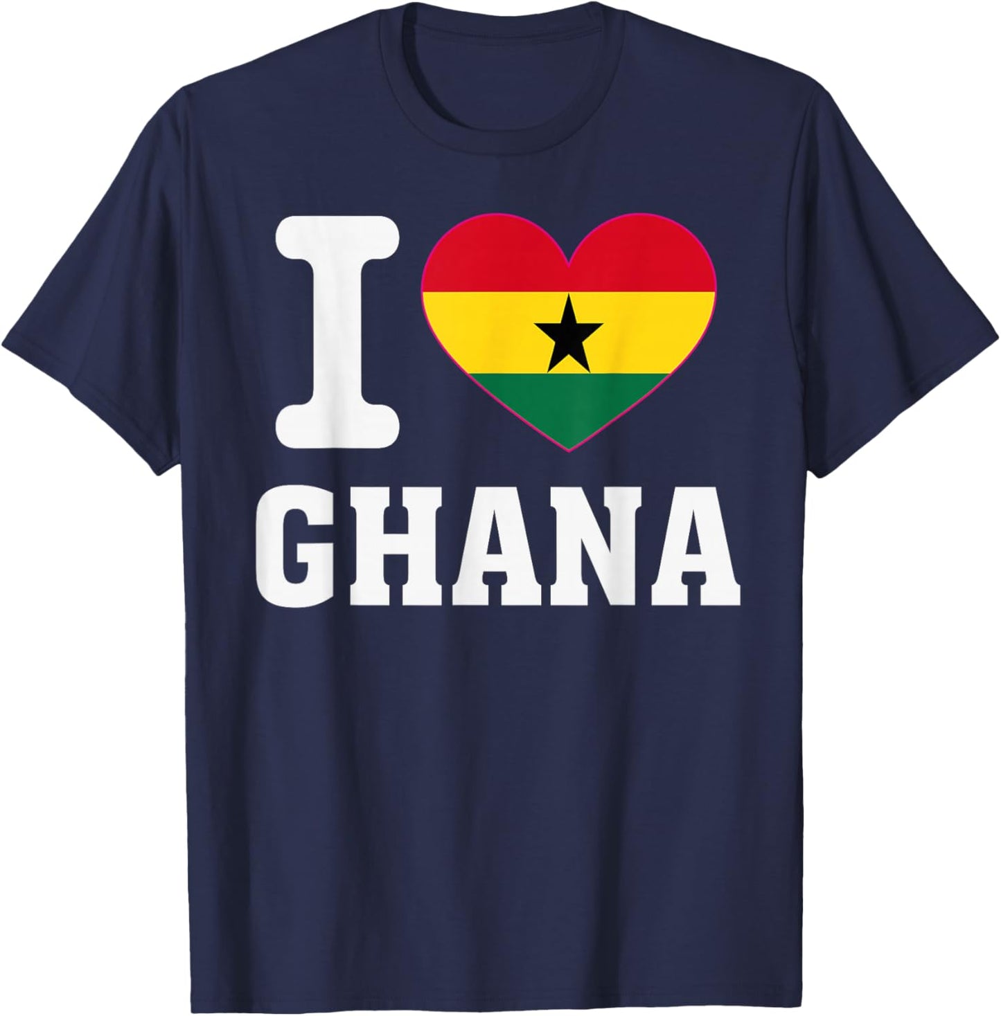 I Love Ghana Heart Souvenir Lovers Pride Travel T-Shirt - T-Shirt | Navy
