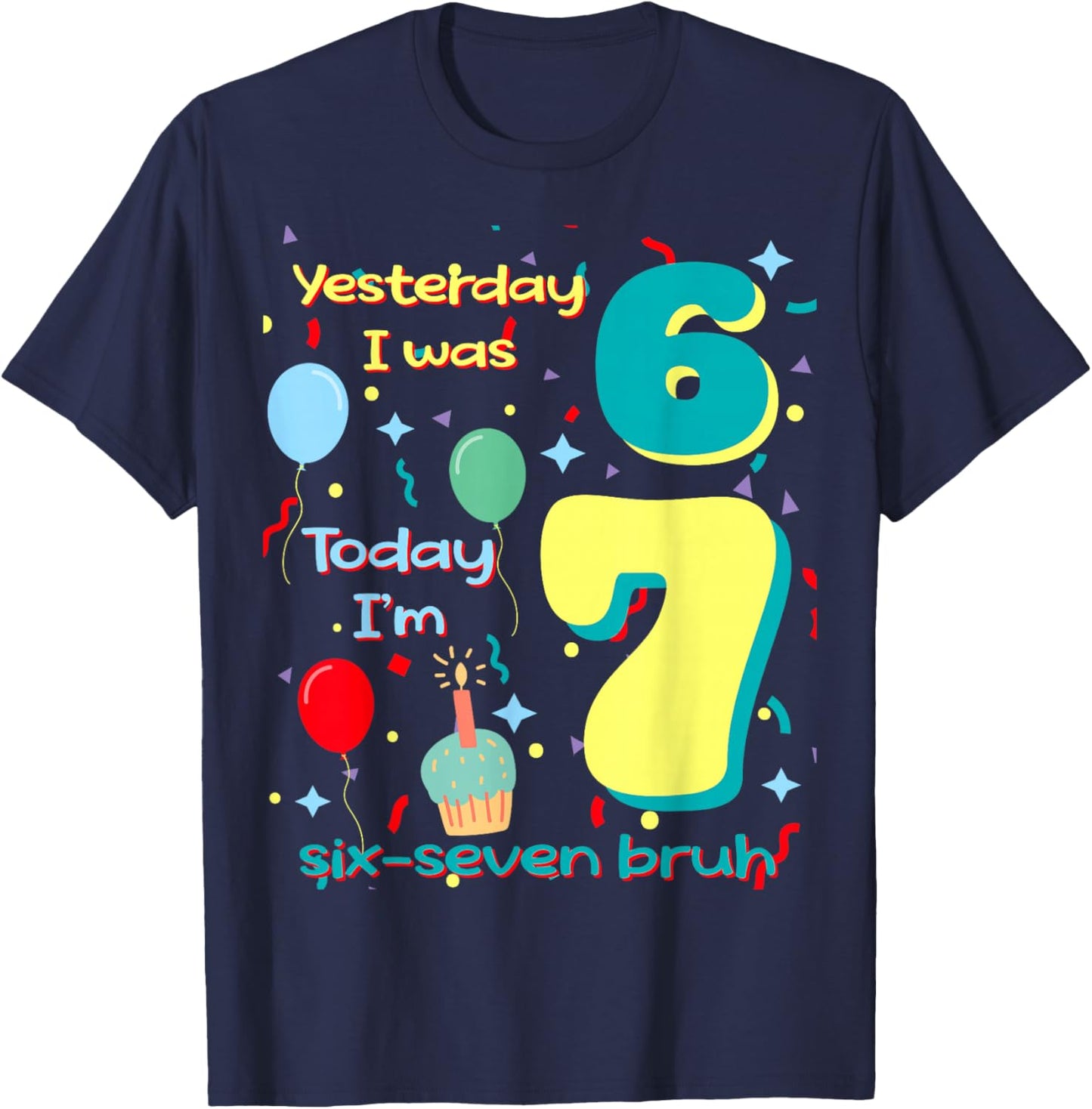 six Seven Meme Birthday T-Shirt - T-Shirt | Navy