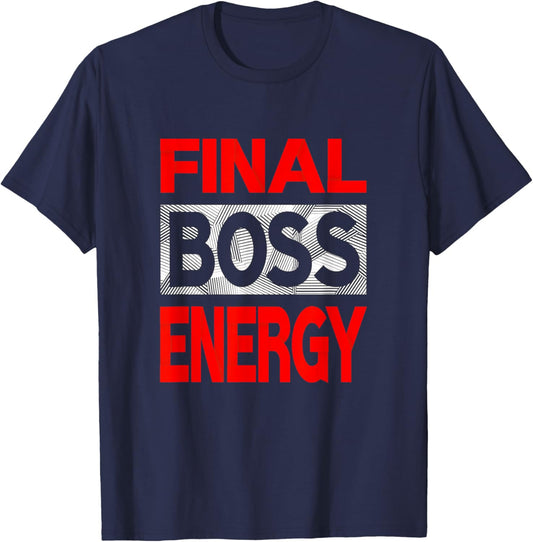 Red Color Final-Boss-Energy Red Graphic T-Shirt - T-Shirt | Navy