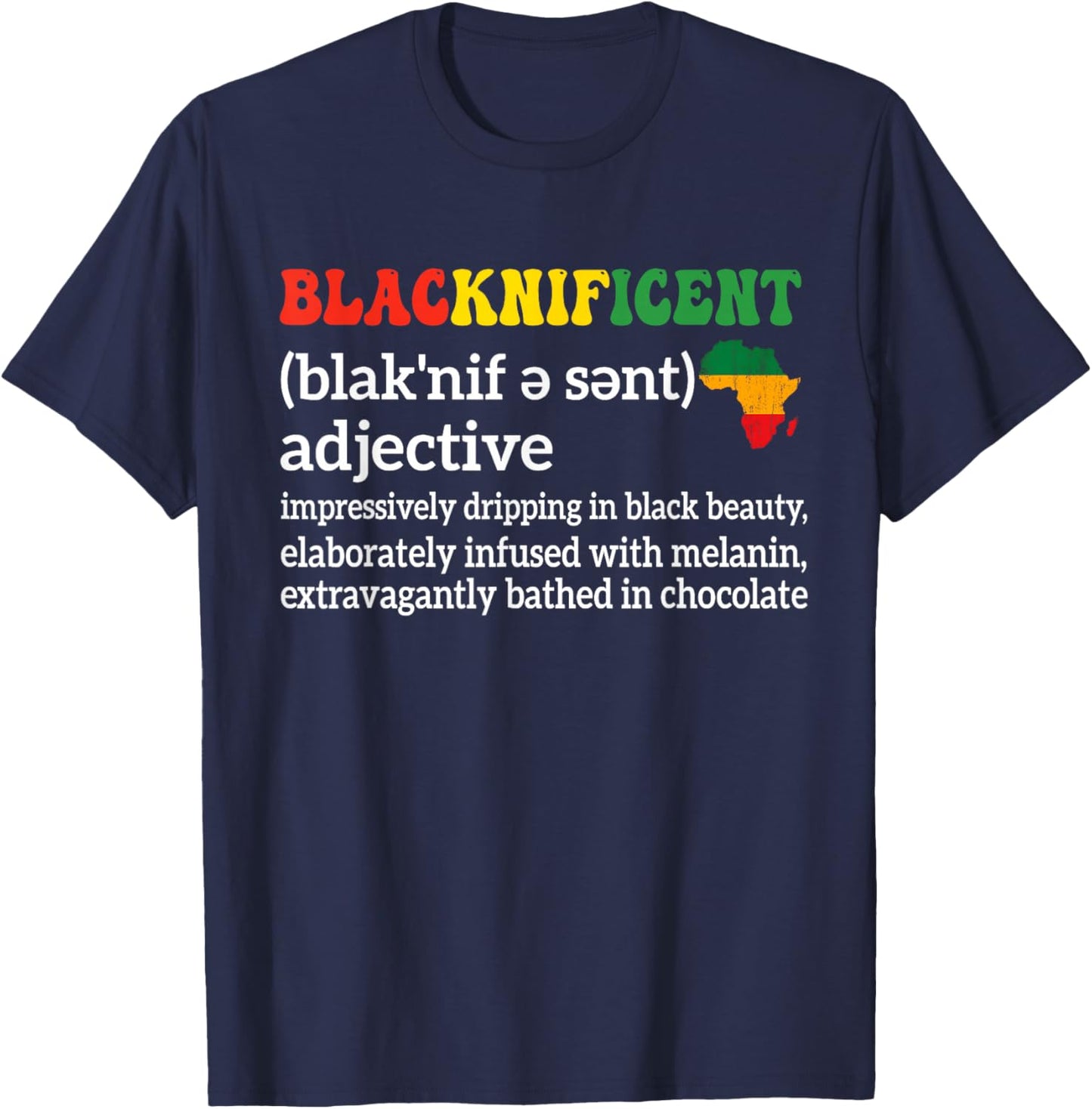 Blacknificent Definition Proud Black History Month T-Shirt - T-Shirt | Navy