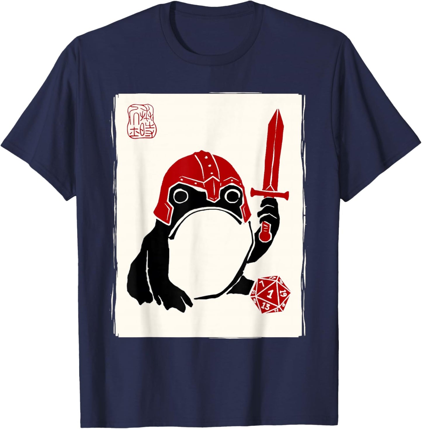 NAT 1 Grumpy Japanese Frog Fighter Funny DND T-Shirt - T-Shirt | Navy