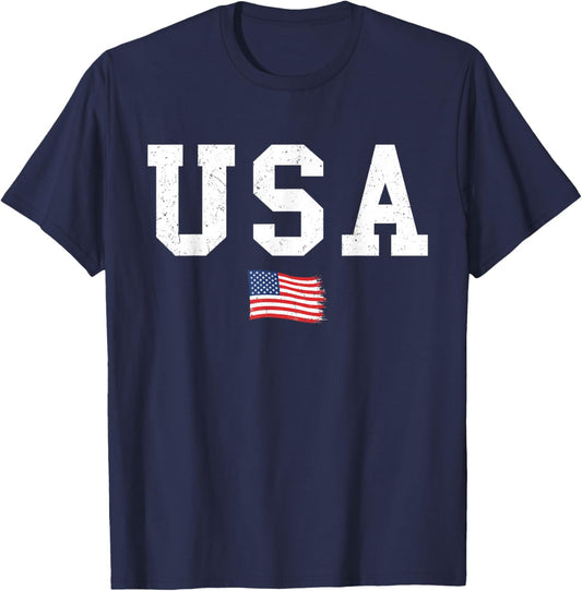 USA Flag Patriotic American Flag 4th of July Men USA Graphic T-Shirt - T-Shirt | Navy