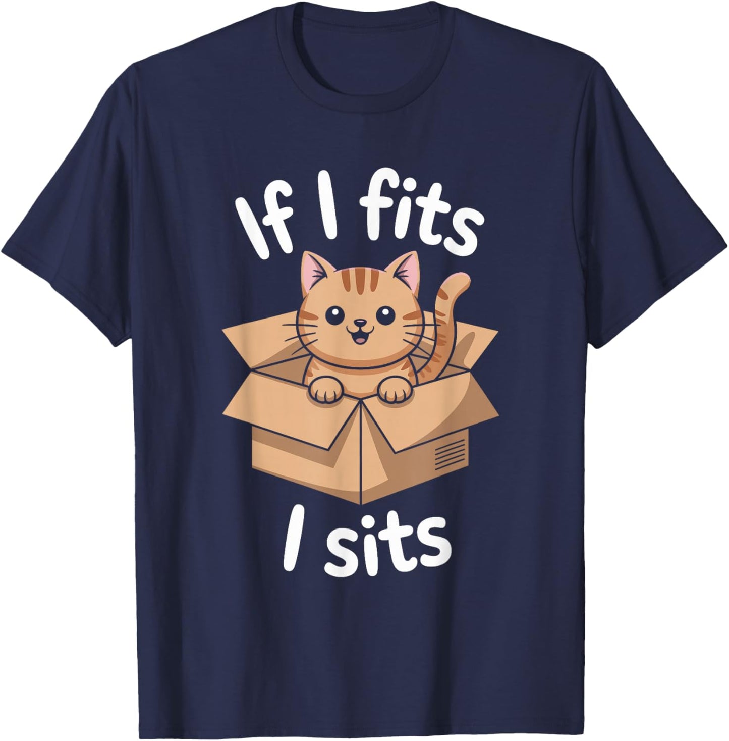 If I Fits I Sits Cat T-Shirt - T-Shirt | Navy