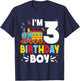 Kids I'm 3 Years Old Train Lover 3rd Birthday Boy Party T-Shirt - T-Shirt | Navy