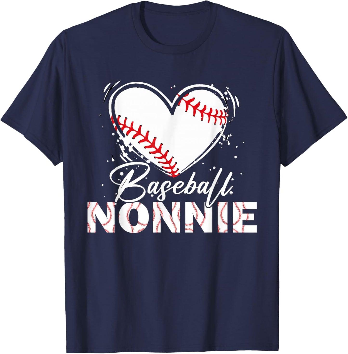 Baseball Nonnie Baseball Heart T-Shirt - T-Shirt | Navy