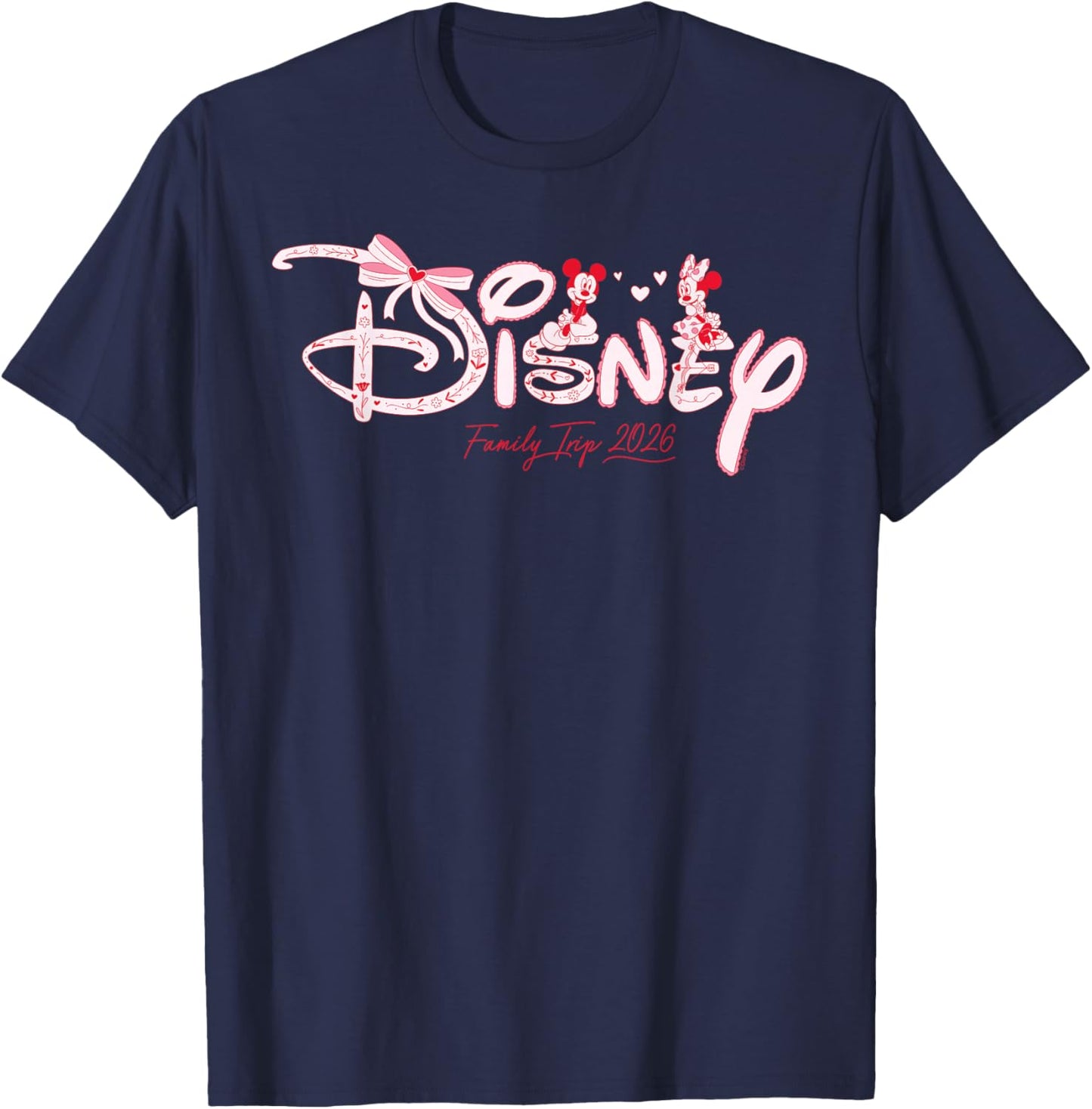 Disney Mickey & Minnie Coquette Valentine's Family Trip 2026 T-Shirt - T-Shirt | Navy