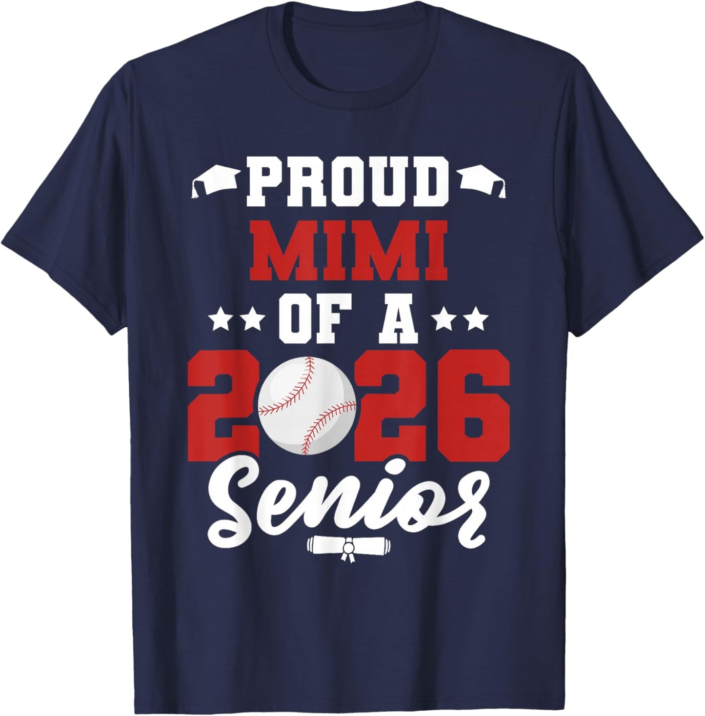 Class of 2026 Senior Year Baseball Mimi 2026 Graduate T-Shirt - T-Shirt | Navy