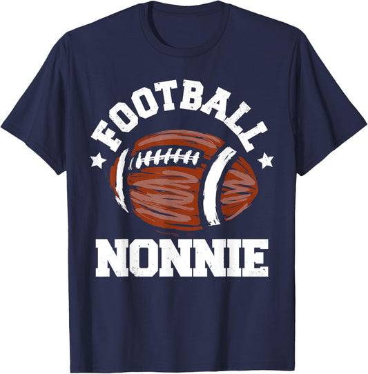 Football Nonnie Distressed Football Proud Nonnie Game Day T-Shirt - T-Shirt | Navy