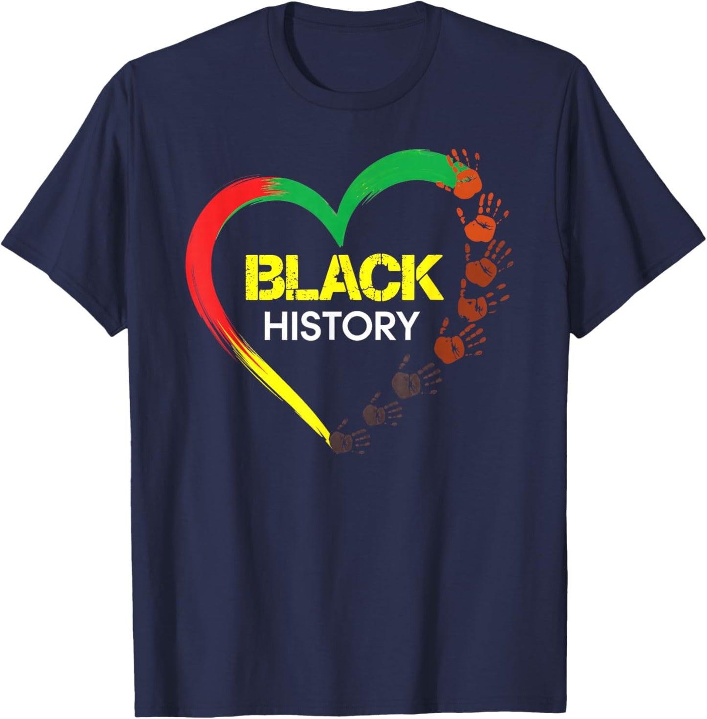 Black History Heart Black History Month T-Shirt - T-Shirt | Navy