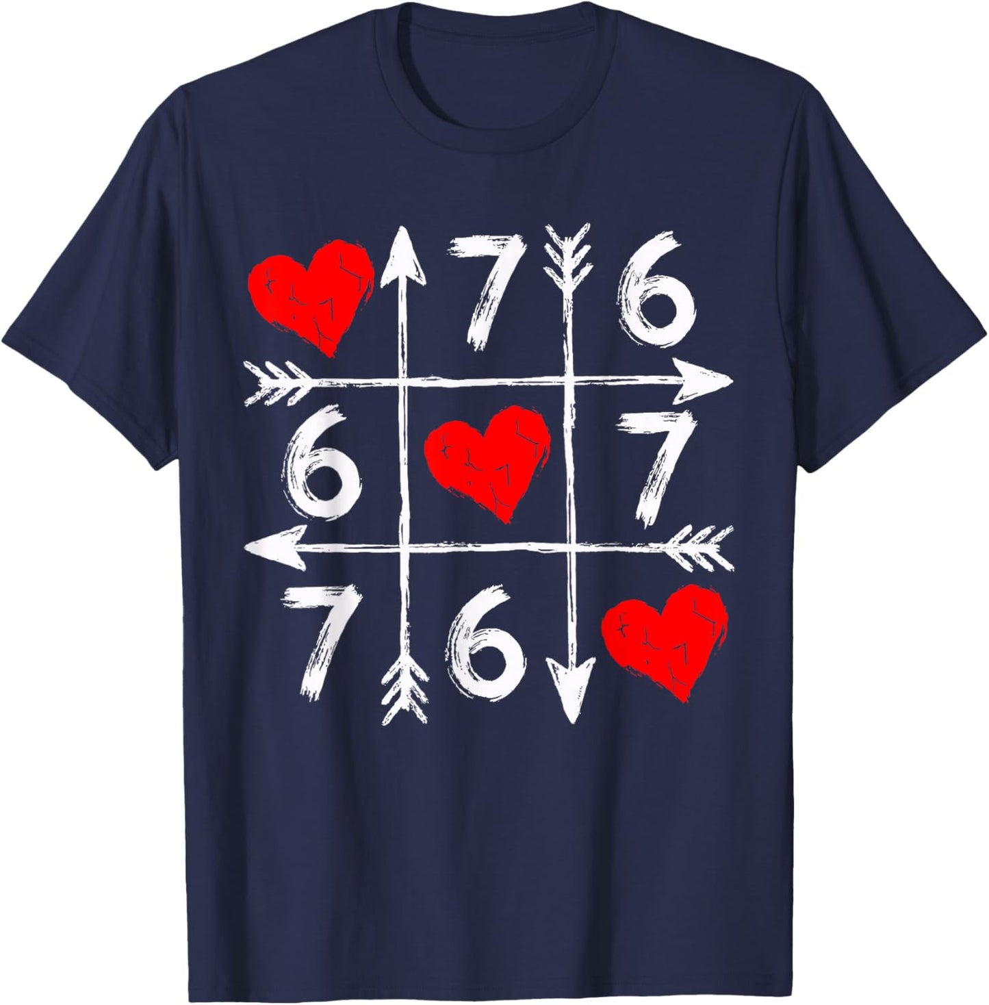 Valentine’s Day 67 Six Seven Meme Love 6 7 Heart Couple T-Shirt - T-Shirt | Navy