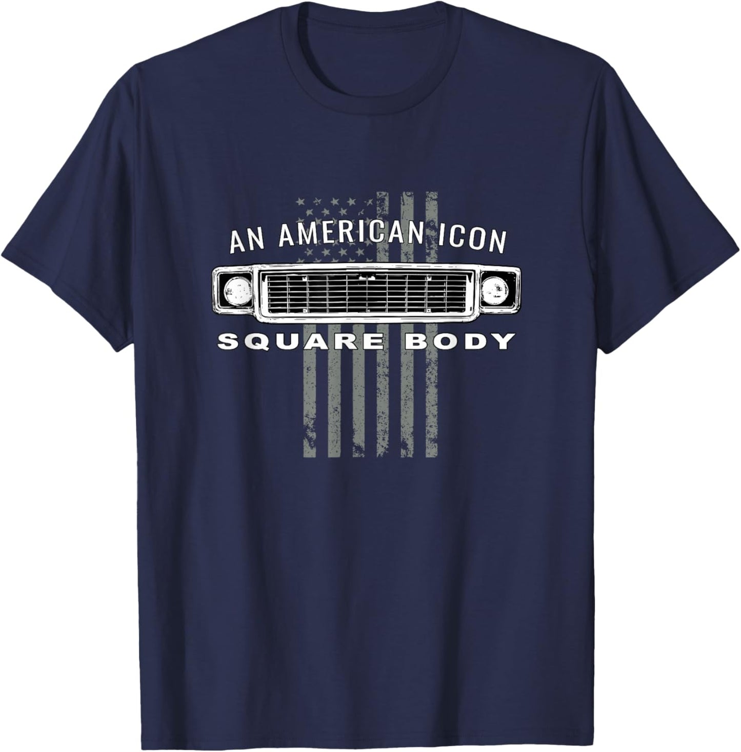 Square Body Grille with American Flag Design T-Shirt - T-Shirt | Navy